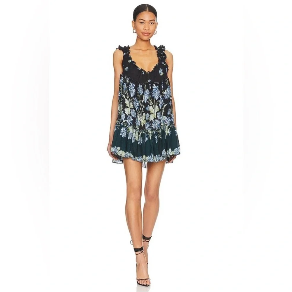 NWOT FREE PEOPLE Bali Wild Daisy Slip / Dress Black Combo Size S - Picture 7 of 14